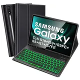 SOPPY Tastaturhülle für Samsung Galaxy Tab S9 FE+/S9+/S8+/S7+/S7 FE 12,4 Zoll, UK-Layout, schlanke Hülle mit Abnehmbarer Tastatur für Galaxy Tab S7 FE/S9 FE+/S9 Plus/S8 Plus/S7