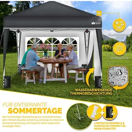 tillvex Faltpavillon 3 x 3 m inkl. 2 Seitenteile Anthrazit