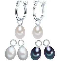 Valero Pearls Ohrstecker Sterling Silber Süßwasser-Zuchtperle in Silber Creolen   Damen