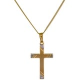 HOPLO Kreuzanhänger Anhänger Kreuz 585 Gold mit massiver Goldkette 1,1 mm, Made in Germany 45 cm