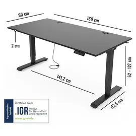 Yaasa Schreibtisch Desk Essential 160 x 80 cm Dunkelgrau/Schwarz