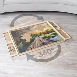 Haushalt International Puzzlebrett mit 4 Schubladen für 1000 Teile mit Drehteller
