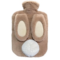 WäRmflasche Mit Bezug, WäRmeflasche Auslaufsicher, WäRmflasche Kinder & Erwachsene, WäRmflasche Tier, WäRmflaschen, Hot Water Bottle, HandwäRmer Kinder, WäRmflasche Kuscheltier (Braun, 2000ml)