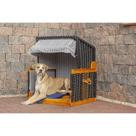 deVries Hundestrandkorb 75 x 95 x 65 cm Grau/Schwarz