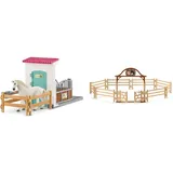 SCHLEICH 42569 Pferdebox zum modularen Reiterhof, für Kinder ab 5-12 Jahren, Horse Club - Spielset & 42434 Pferdekoppel mit Eingangstor, für Kinder ab 5-12 Jahren, Horse Club - Zubehör