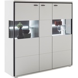 Stylife Highboard Schwarz, weiß , Maße cm, B: 135 H: 136 T: 38