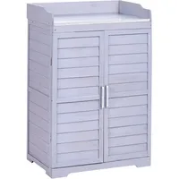 Beliani Pflanztisch TEREVILLE 67 x 45 x 100 cm Grau/Weiß