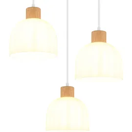 GLOBO LED Pendelleuchte 3-flg. 51 cm rund/Glas/Holz/Metall
