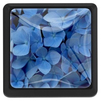 EZIOLY Möbelknöpfe, quadratisch, kleine blaue Blumen, 3 Stück