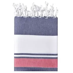 Strandtuch JN1903, navy-blau/rot/weiß