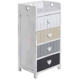 Mobili Rebecca Rebecca Mobili Kommode 4 Schubladen, Holz Beige Grau, Weiß