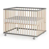 Sämann Laufgitter, mit Matratze Cloud Air – Schlupfsprossen grau/natur Premium | Gr.: 75x100 cm,