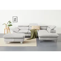 Ecksofa COTTA "Driver L-Form", weiß, B:268cm H:73cm T:214cm, Kunstleder SOFTLUX;LEDER BEEFY (ein abgedecktes Spalt-Rindsleder) im Sitz und Rücken (Korpus in Kunstleder);Luxus-Kunstleder;NaturLEDER (echtes Rindsleder) im Sitz und Rücken (Rückseite mit Spannstoff bezogen), Sofas, Ecksofa, mit Kopfteilverstellung, wahlweise mit Bettfunktion & Bettkasten