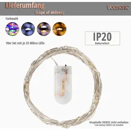 Voltronic LED-Lichterkette Draht 2 m Warmweiß