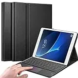 QYiiD Tastatur Hülle mit Touchpad für Galaxy Tab S3 9.7 SM-T820 / T825, Abnehmbare Kabellose QWERTZ Tastatur mit Schutzhülle/Trackpad für Galaxy Tab S3 Tablet (9.7 Zoll, SM-T820 T825 T827), Schwarz