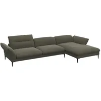 FLEXLUX Ecksofa Salino, Funktionssofa mit Recamiere, Relaxsofa, Ecksofa, Sofa mit Arm- und Kopfteil-Verstellungen, Kaltschaum & Stahl-Wellen grün