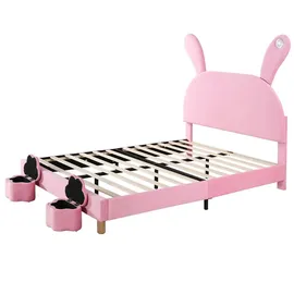 AUTOLOCK Kinderbett mit Hasenohren 140 x 200 cm rosa