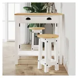 vidaXL 3-tlg. Bar-Set Weiß Massivholz Kiefer