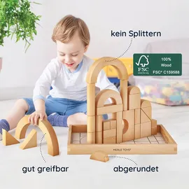 Merle Toys Merle Toys® - Holzbausteine ab 2 Jahren: Kinderspielzeug aus Holz, Montessori Spielzeug, Holzspielzeug, Set aus 30 Bauklötze und Bausteine