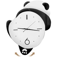 XQZMD Panda Wanduhr, Nette Tierschwingende stille Wanduhr-Hängeuhr mit Pendel Pendeluhr Schaukel Wohnzimmer Batteriebetriebene, Wohnzimmer Heimdekoration Hängeuhr für Kinderzimmer (10 Zoll)
