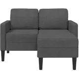 vidaXL 2-Sitzer-Sofa mit Chaiselongue L-Form Dunkelgrau 125 cm Leinen