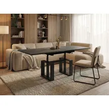 endo-moebel Couchtisch Empoli - ausziehbar 110-170cm und höhenverstellbar Doppellift Metall, Couch- & Esstisch, modern Design, Wohnzimmertisch, Multifunktionstisch schwarz