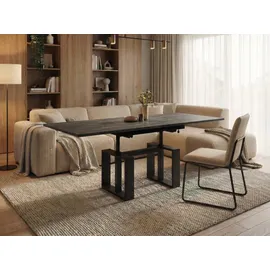 endo-moebel Couchtisch Empoli - ausziehbar 110-170cm und höhenverstellbar Doppellift Metall, Couch- & Esstisch, modern Design, Wohnzimmertisch, Multifunktionstisch schwarz