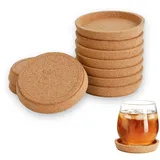 Korkuntersetzer Rund mit Rand, Absorbierende & HitzebestäNdige Kork Untersetzer zum Tischoberfläche Schutz, Korkuntersetzer Rund 10 cm Durchmesser, Untersetzer Kork für die Meisten Tassen (10er Set)