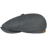 Stetson Hatteras Seide Schirmmütze Damen/Herren - Ballonmütze aus Seide - Flatcap mit Sonnenschutz UV 40+ - Schiebermütze mit Fischgratmuster - Schirmmütze Sommer/Winter schwarz-grau 62 cm - 62