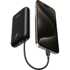 Swissten Swissten, Externer Akku 20000mAh Integrierte USB-C Lightning-Kabel LED-Anzeige, Schwarz
