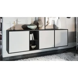 Vladon Cuba 182 x 53 x 35 cm Weiß matt / Schwarz matt