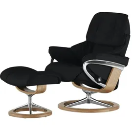 Stressless Relaxsessel Reno Leder 92 x 110 x 80 cm Schwarz mit Hocker