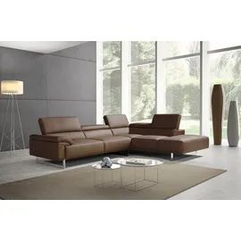 Egoitaliano Ecksofa "Malika, elegant und bequem, Designsofa, L-Form", braun (chocolate), B:300cm H:94cm T:107cm, Leder »BULL« (echtes Rindsleder). Geschliffenes, pigmentiertes und behandeltes Rindsleder mit einer Dicke von 1, 3-1, 5 mm.