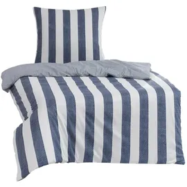Traumschlaf Usedom Gestreift Blau 240 x 220 cm + 2 x 80 x 80 cm