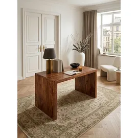 KADIMA DESIGN Schreibtisch TEKO: Massivholz Sheesham, Stauraum, abgerundete Ecken, stabil. Braun, 120x60x76 cm