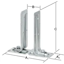 Vormann Verstellbare Stützenschuhe verzinkt 270/65 x 70-140 x 205 mm