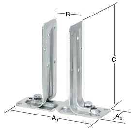 Vormann Verstellbare Stützenschuhe verzinkt 270/65 x 70-140 x 205 mm