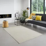 Carpet Studio Maine Teppich Crème, Teppich Wohnzimmer 140x200 cm, Kurzflor Teppiche, Wohnzimmerteppich, Teppich Schlafzimmer