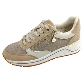 s.Oliver Damen Sneaker flach mit Reißverschluss Sportlich, Beige (Beige Comb), 37 EU