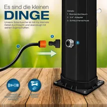 tillvex Solardusche 35L Schwarz/Silber inklusive Schutzhaube Gartendusche Pooldusche Camping Pool Solar Außen Dusche Regendusche -