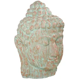deluke Buddhakopf CELO Kunststoff Kupfer-Grün 110x76x76cm Gartendeko Outdoor Indoor Dekoration Budda