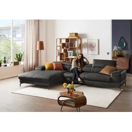 W.Schillig Ecksofa "piedroo, Designsofa mit tollem Sitzkomfort, bequem und elegant, L-Form", grau (anthrazit z69), B:343cm H:70cm T:193cm, Longlife Xtra-Leder Z69: Das feinnarbige, gedeckte Softleder Z69 besticht durch seine außergewöhnliche Weichheit im trendigen