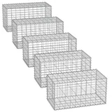 Songmics Gabionenkörbe, Metall-Steinkörbe mit 5 x 10 cm Maschenweite für Mauersteine, verzinkt, Steingabionen Mauer, 100 x 50 x 50 cm, Set, silber
