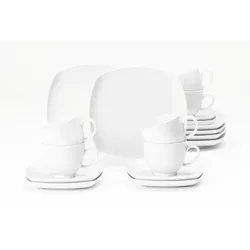 Kaffeeservice SELTMANN WEIDEN "Geschirr-Set, Service Lido", weiß, 18 tlg., Porzellan, Porzellan, Geschirr-Sets, harmonische Formensprache, Made in Germany, 18 Teile, für 6 Personen