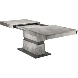 byLIVING Esstisch MATTHEW, Breite 140 cm, Auszug 195 cm, Beton-Optik/dunkelgrau