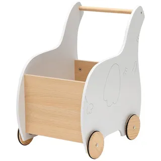 COSTWAY Lauflernwagen 2 in 1 Spielzeugkiste, aus Holz, mit 4 Rädern weiß