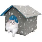KBIBCK Katzenhaus für Draußen Winterfest, Winterfest Wasserdicht Katzenhöhle Katzenhaus, Faltbares Katzenhauss Outdoor, Pet Tierheim für Katzen, Hundehaus Tierheim für Streuner Haustiere,45x43x40cm, L