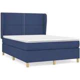 vidaXL Boxspringbett mit Matratze Blau 140x200 cm Stoff
