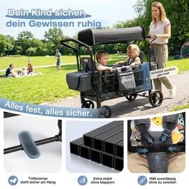 Sekey Bollerwagen Faltbar Zwillingsmodus schwarz