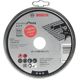 Bosch Professional WA60TBF Standard for Inox Trennscheibe 125x1mm, 10er-Pack (2608603255)